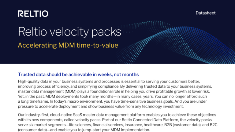 Reltio velocity packs <br> Accelerating MDM time to value