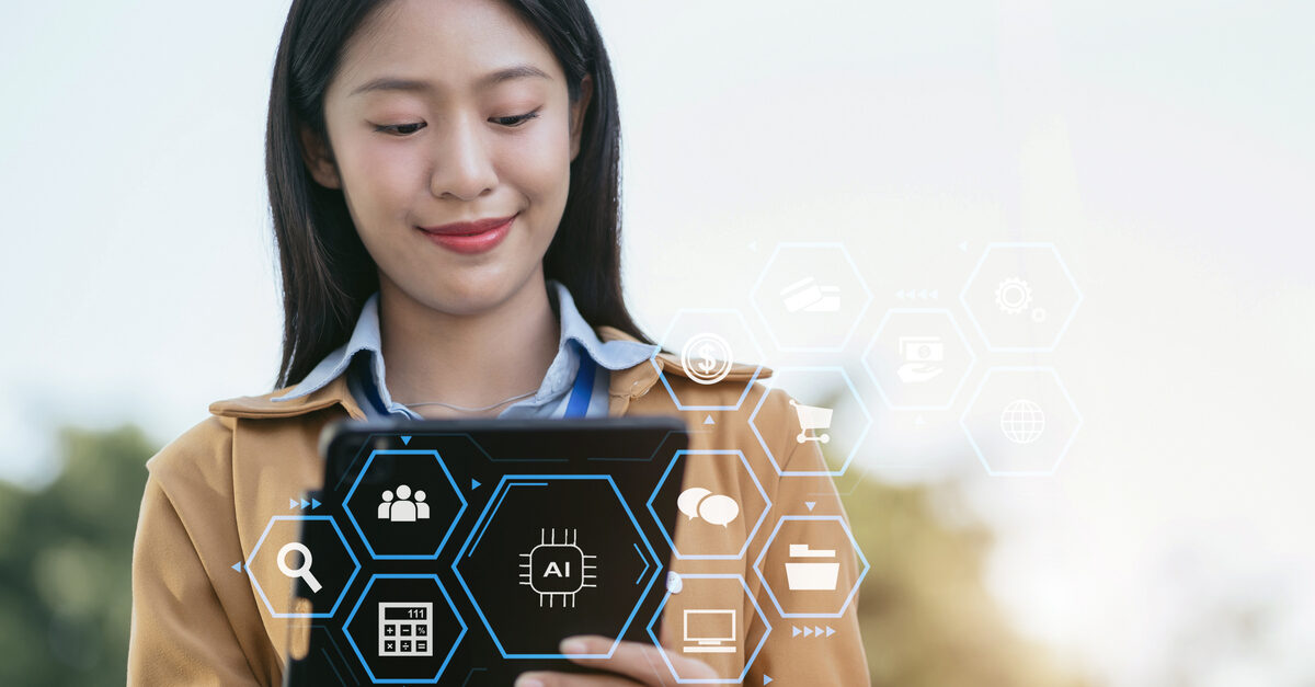 woman using laptop, tablet and smartphone with virtual screen API icon Software development tool. API Application Programming Interface.